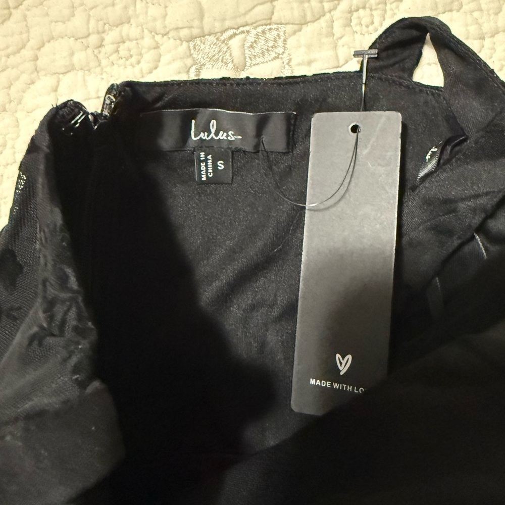 Lulu's Black Floral Velvet Mini Dress - Picture 4 of 4